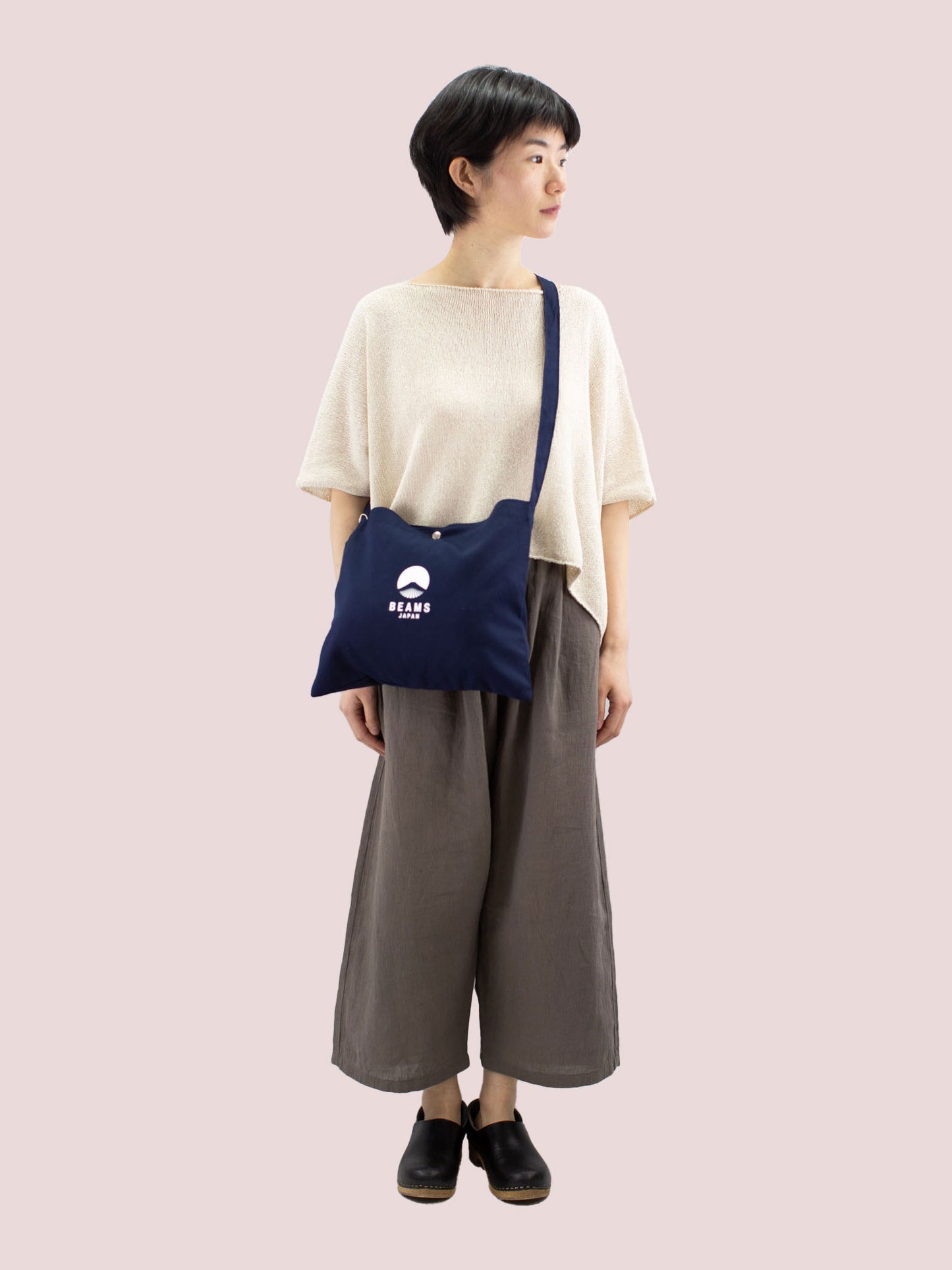 BEAMS Japan Shoulder Bag - Navy x White