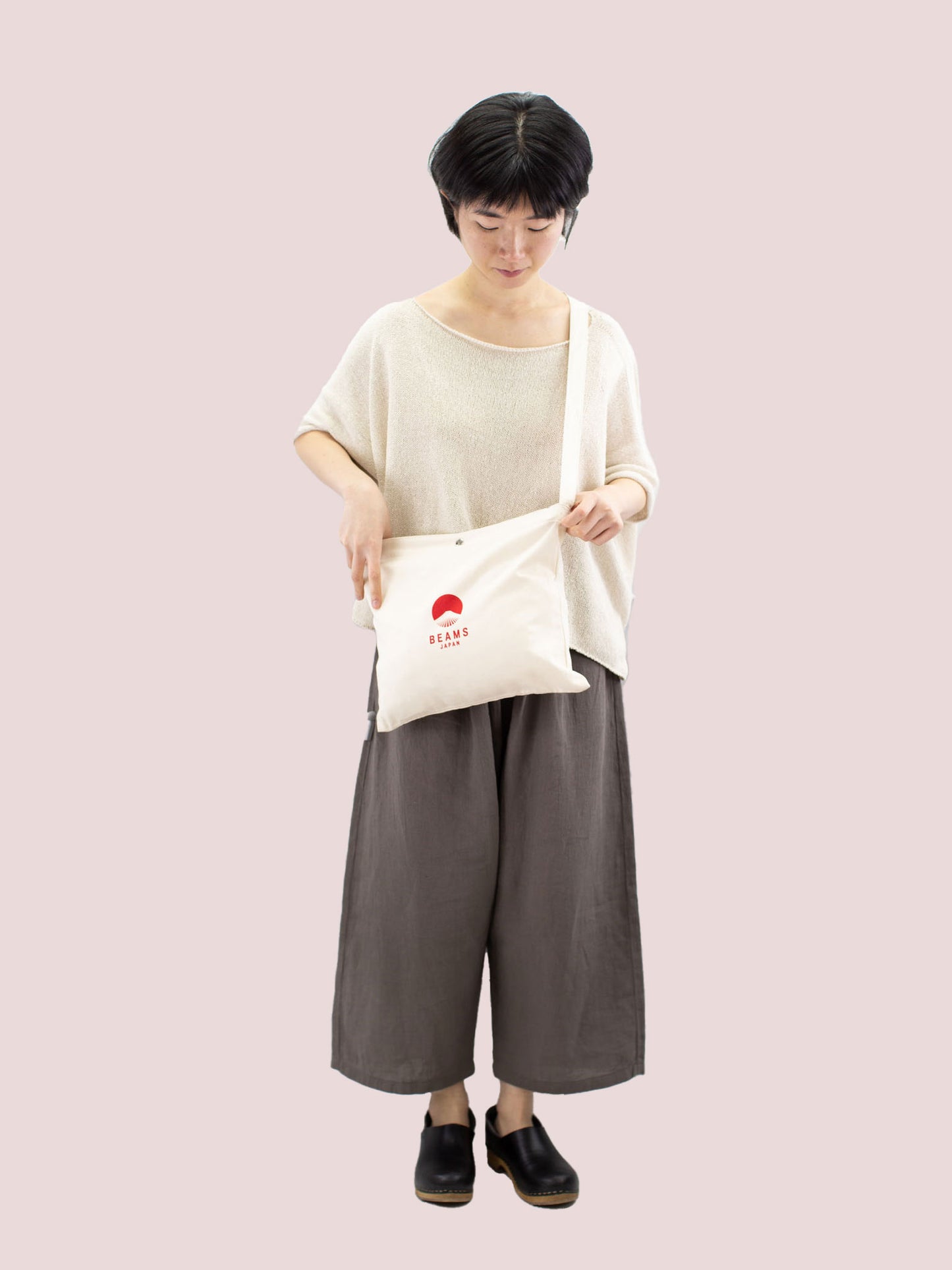 BEAMS Japan Shoulder Bag - Natural x Red