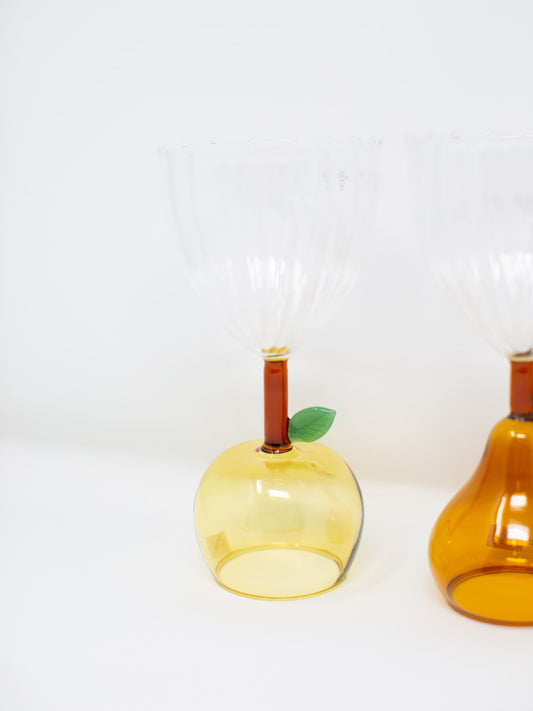 ICHENDORF Milano Fruits & Flower Stemmed Wine Glass - Yellow Apple