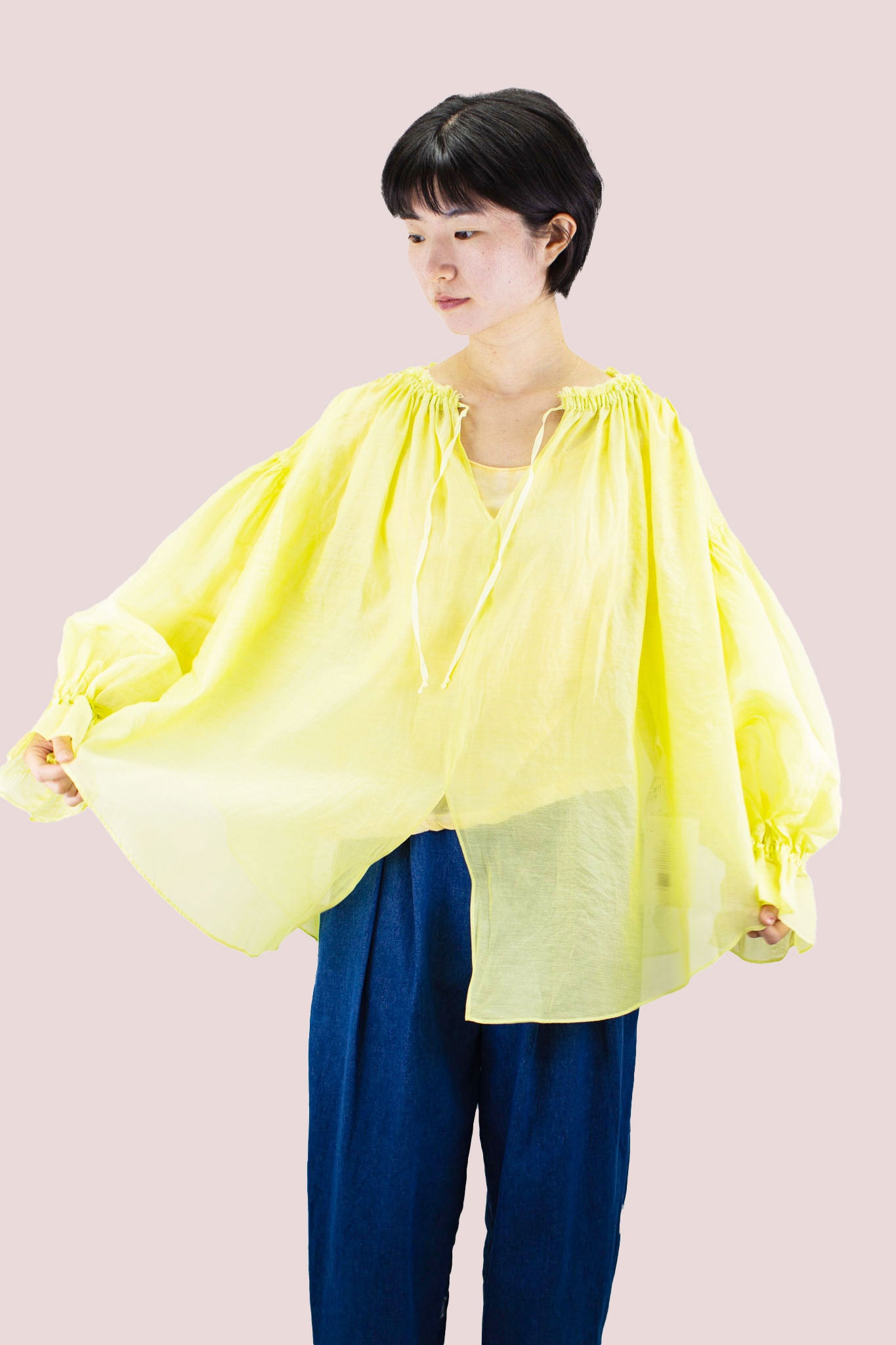 [50% off] ENRICA Gathered Blouse - Lime