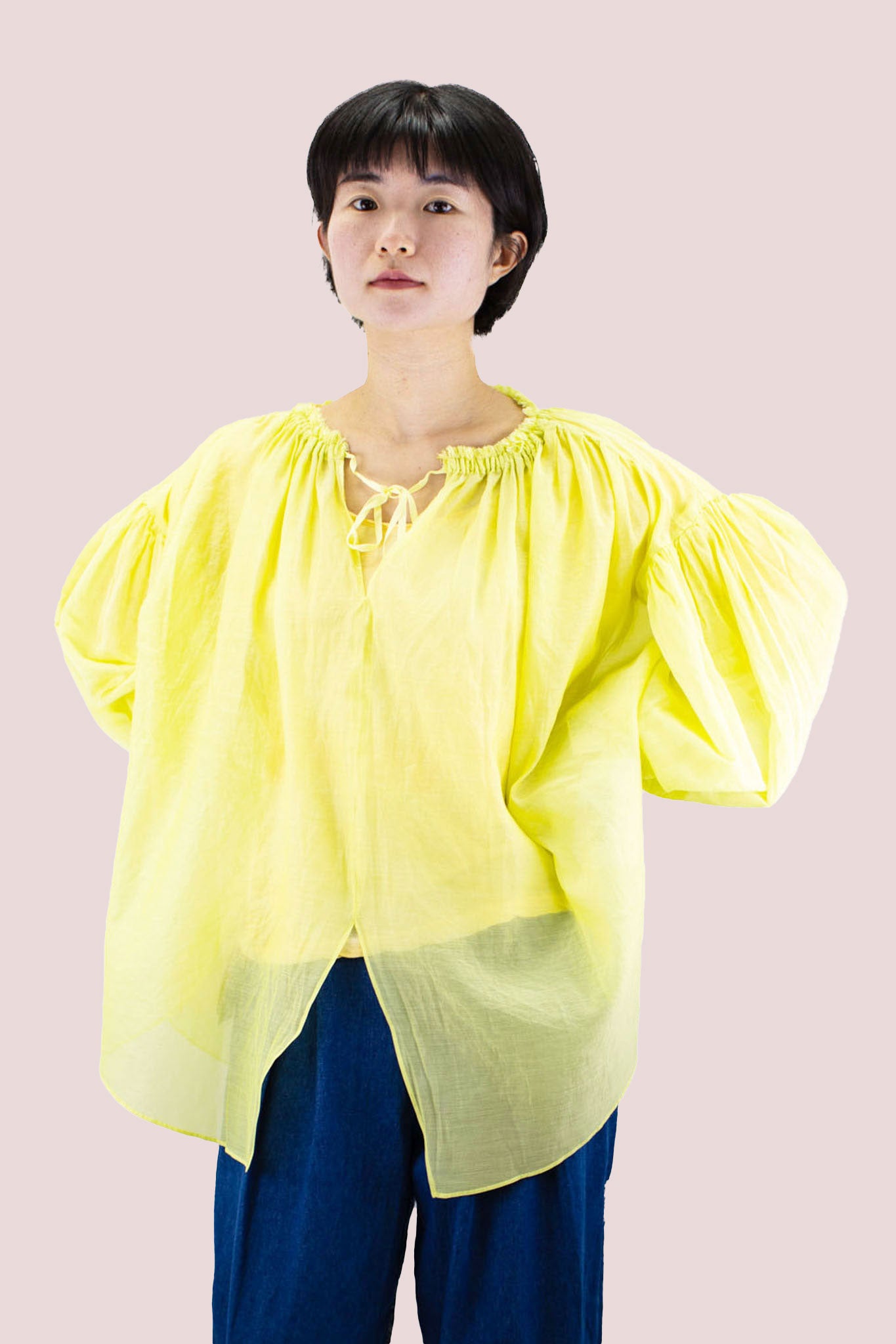 [50% off] ENRICA Gathered Blouse - Lime