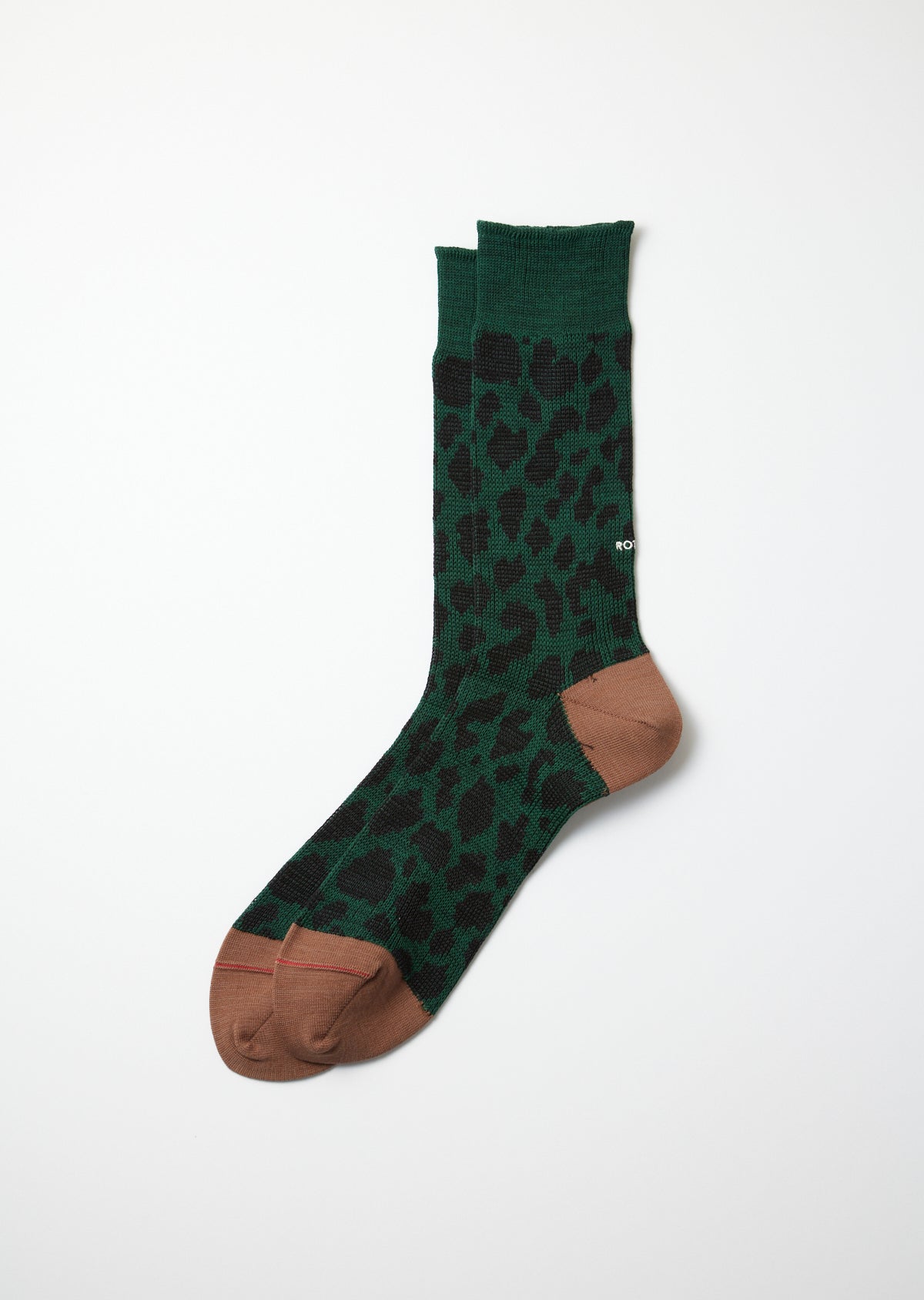 Rototo Organic Cotton & Recycle Polyester Socks "LEOPARD" (Dark Green/Brown)